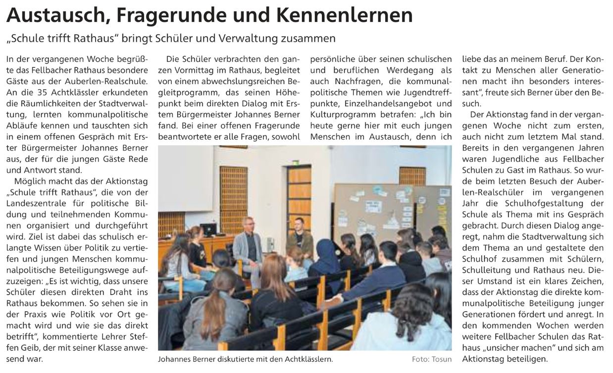 Foto Artikel Schule trifft Rathaus
